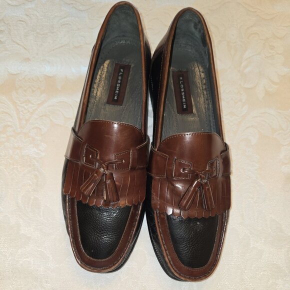 Men's Florshein Two-Tone Moc Toe Tassel Loafers - Picture 1 of 8